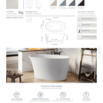 Acquabella Elko Center Drain 55x31 Freestanding Bathtub in Snow White and Dark Grey, ELB5531MDW, Retail: $10,000.00, FINAL PRICE: $1,499.99 + TAX