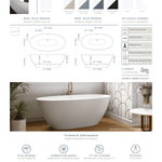 Acquabella Ruby Center Drain 66x32 Freestanding Bathtub in Snow White and Dark Grey, RUB6632MDW, Retail: $10,000.00, FINAL PRICE: $1,499.99 + TAX