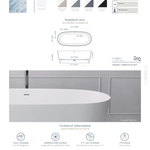 Acquabella Vars Center Drain 67x28 Freestanding Bathtub in Snow White and Dark Grey, VB6529MDW, Retail: $10,000.00, FINAL PRICE: $1,499.99 + TAX
