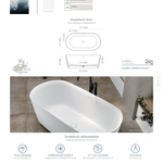 Acquabella Venet Center Drain 61x30 Freestanding Bathtub in Snow White and Light Grey, VNB6130MLW, Retail: $10,000, FINAL PRICE: $1,499.99 + TAX