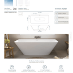 Acquabella Vik Center Drain 67x31 Freestanding Bathtub in Gloss White, VKB6731GW, Retail: $10,000.00, FINAL PRICE: $1,499.99 + TAX