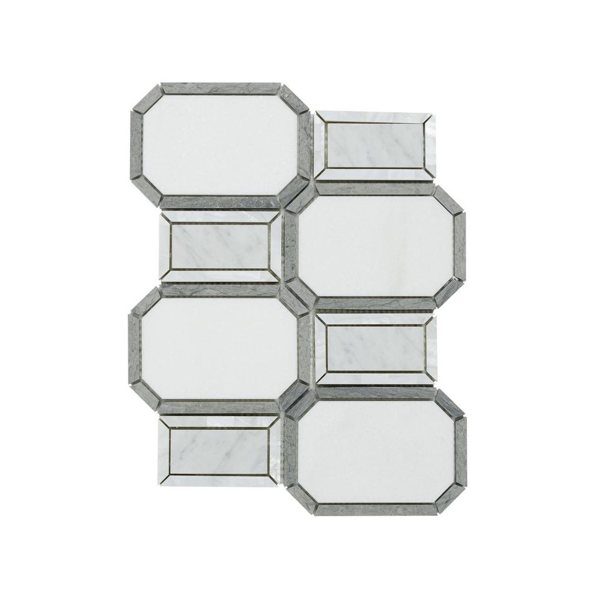 **PER PC** Avignon Pearl White 12x10 Polished Stone Mosaic, SF210111, 6.444sf, 9pcs, 26 lbs, FINAL PRICE: $7.99/pc, $71.91/bx + Tax