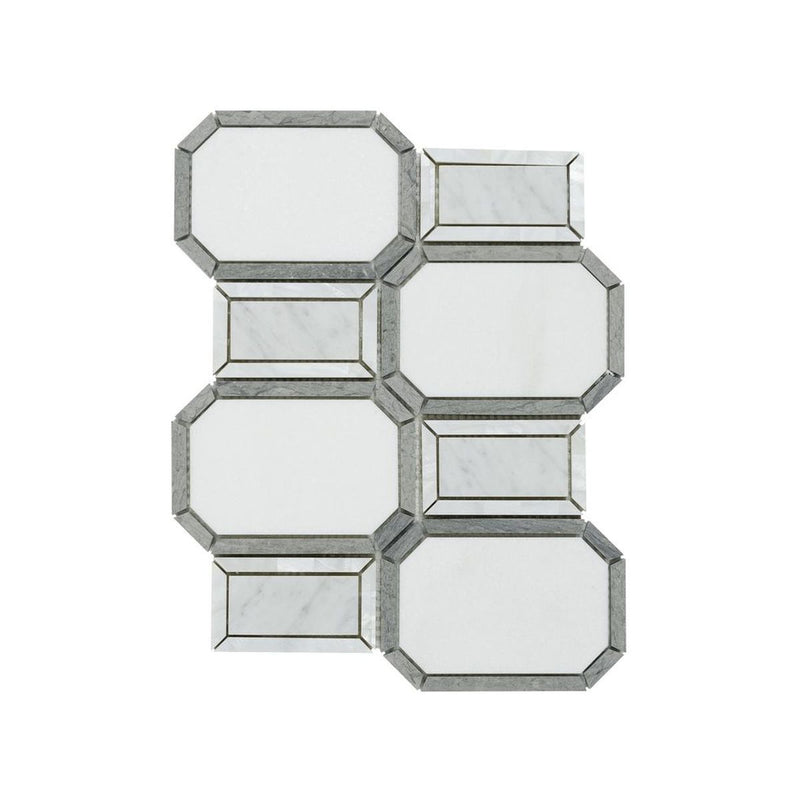 **PER PC** Avignon Pearl White 12x10 Polished Stone Mosaic, SF210111, 6.444sf, 9pcs, 26 lbs, FINAL PRICE: $7.99/pc, $71.91/bx + Tax