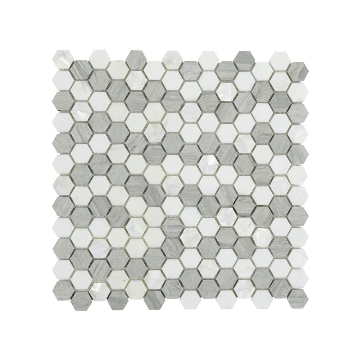 **PER PC** Hexette Pearl Mix 13x12 Mosaic, SF210113, 9.153sf, 9pcs, 26 lbs, FINAL PRICE: $7.99/pc, $71.91/bx + Tax