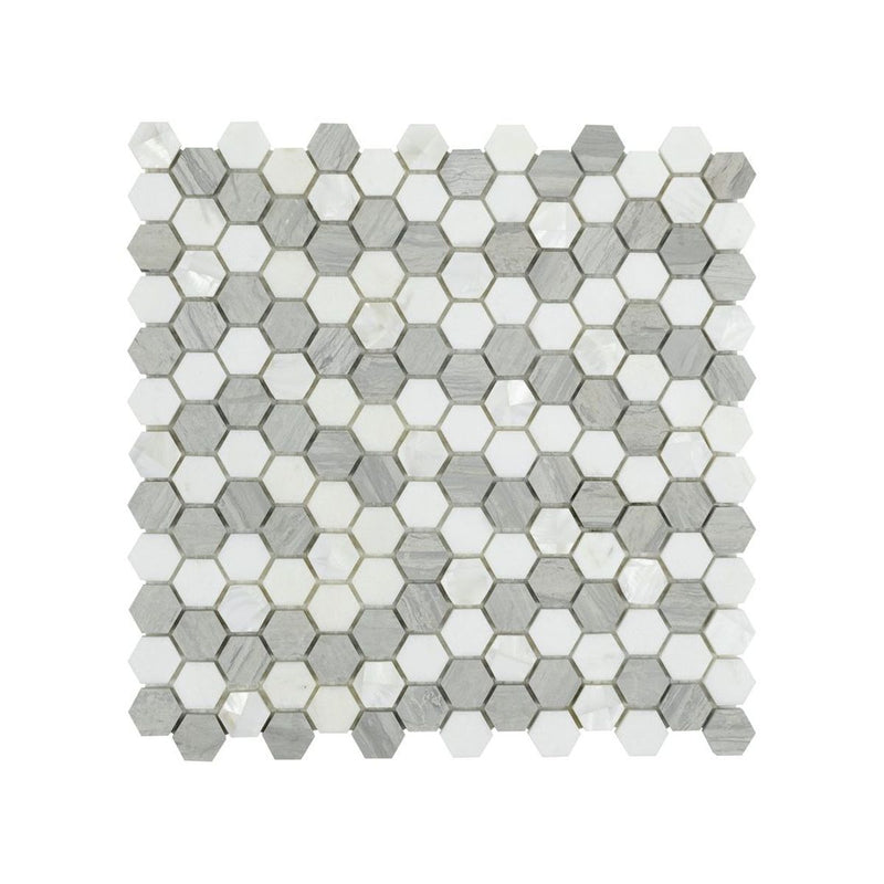 **PER PC** Hexette Pearl Mix 13x12 Mosaic, SF210113, 9.153sf, 9pcs, 26 lbs, FINAL PRICE: $7.99/pc, $71.91/bx + Tax