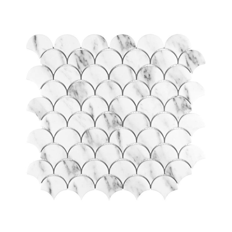 **PER PC** Carrara Fan 12x12 Mosaic, SF190015,  10.67sf, 11pcs, 55lbs, FINAL PRICE: $5.99/sf, $65.89/bx + Tax