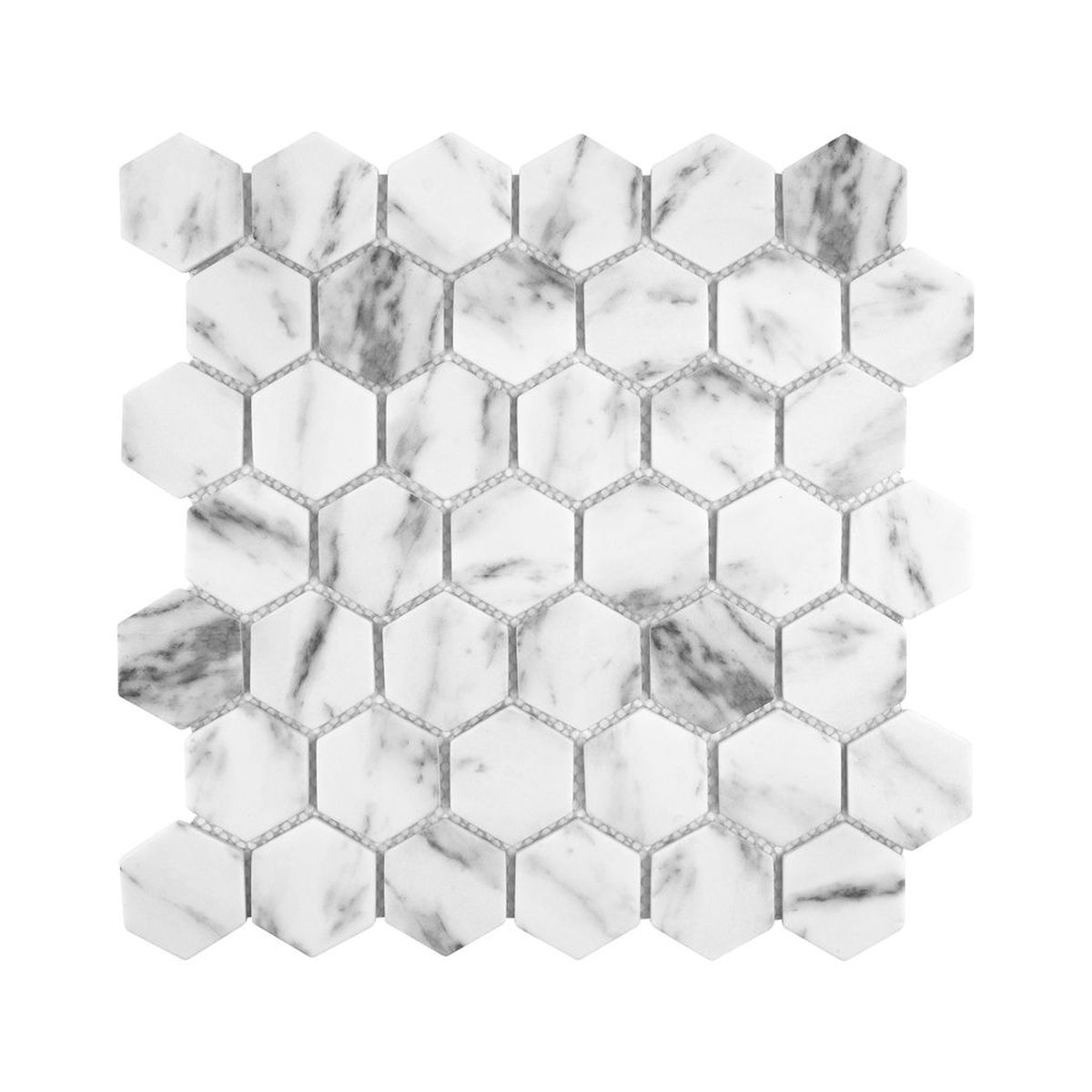 **PER PC** Carrara Hex 12x12 Hexagon Mosaic, SF210043,  Retail: $12.99/pc, 10.73sf/bx, 11pcs/bx, 33lbs/bx  FINAL PRICE: $4.99/pc, $54.89/Box + TAX