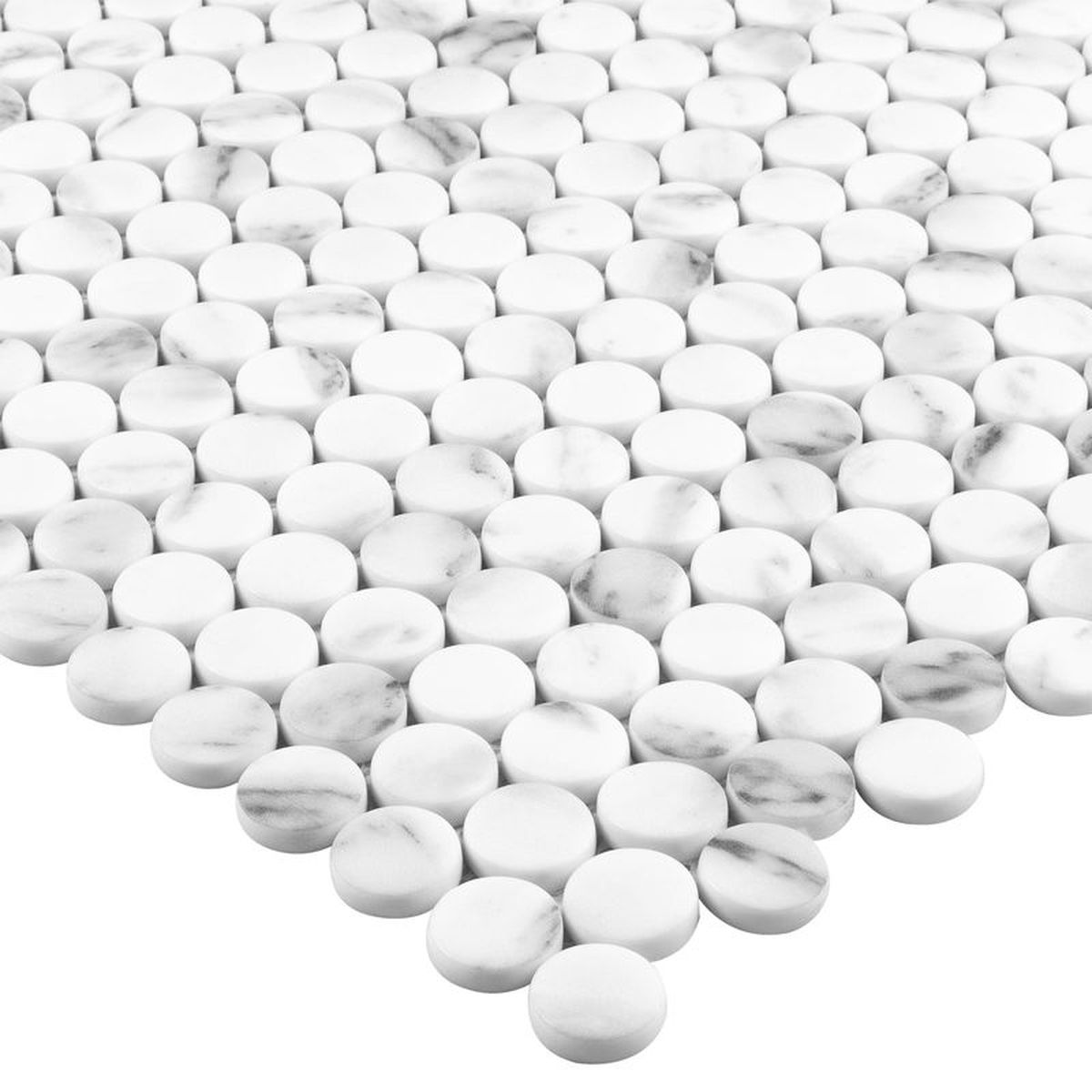 Carrara Pennies 12x12 Penny Round Mosaic, SF180740, 10.78sf, 11pcs, 28lbs, FINAL PRICE: $4.99/pc, $54.89/bx + Tax