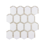 **PER PC** Jeweled Hex Pale Beige 12x12 Hexagon Mosaic, SF200004 , 8.3sf, 10pcs, 36 lbs, FINAL PRICE: $5.99pcf, $59.90/bx + Tax