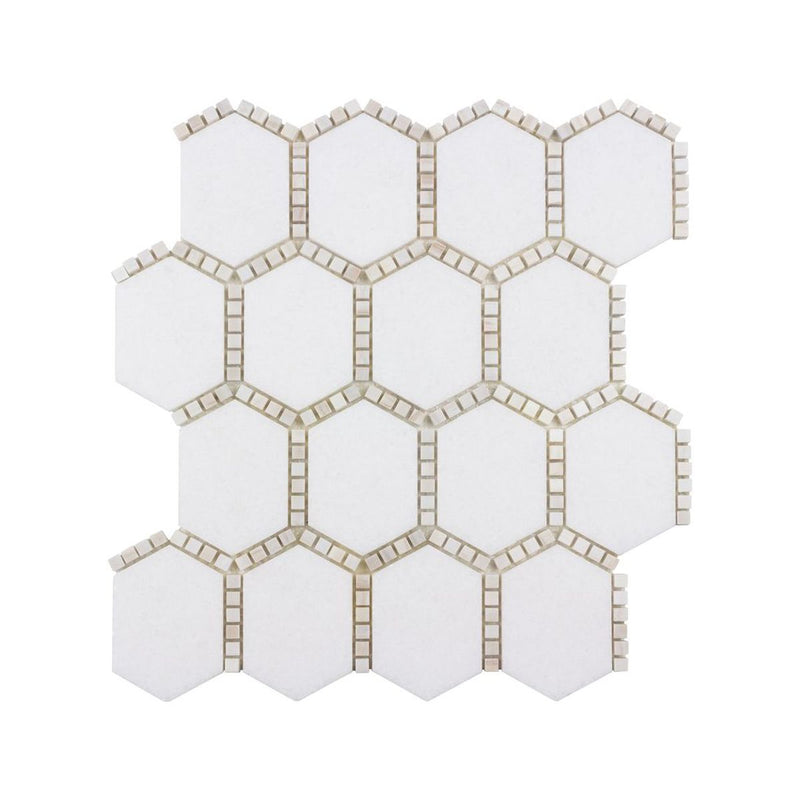 **PER PC** Jeweled Hex Pale Beige 12x12 Hexagon Mosaic, SF200004 , 8.3sf, 10pcs, 36 lbs, FINAL PRICE: $5.99pcf, $59.90/bx + Tax