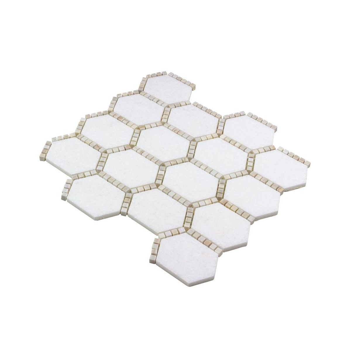 **PER PC** Jeweled Hex Pale Beige 12x12 Hexagon Mosaic, SF200004 , 8.3sf, 10pcs, 36 lbs, FINAL PRICE: $5.99pcf, $59.90/bx + Tax