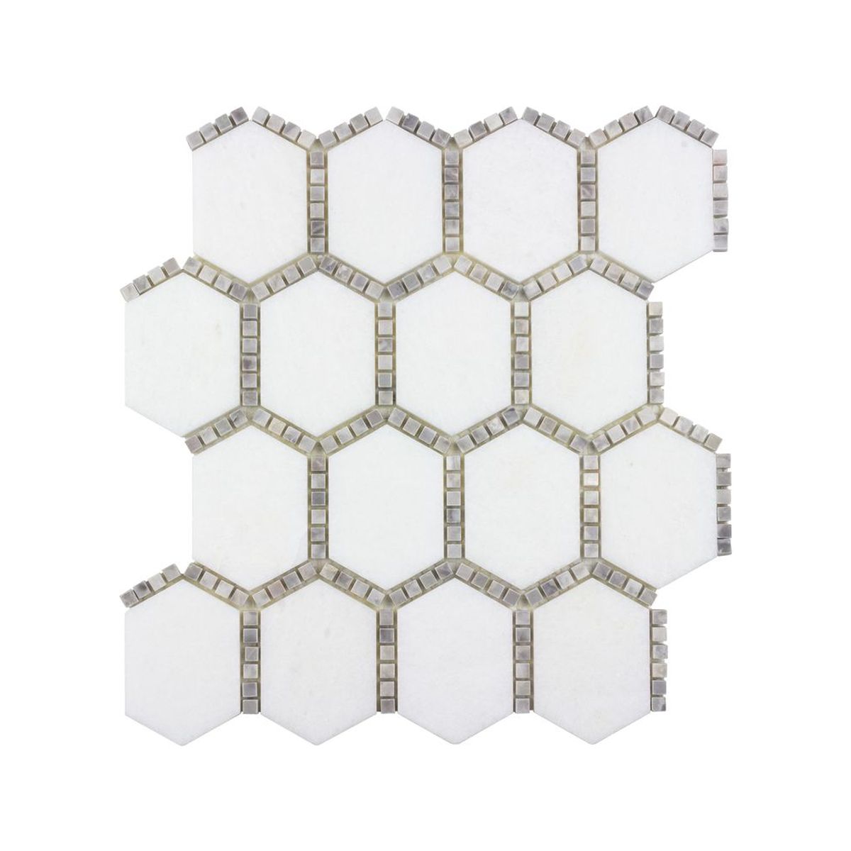 **PER PC** Jeweled Hex Manor Gray 12x12 Hexagon Mosaic, SF200002 , 8.3sf, 10pcs, 36 lbs, FINAL PRICE: $5.99pcf, $59.90/bx + Tax
