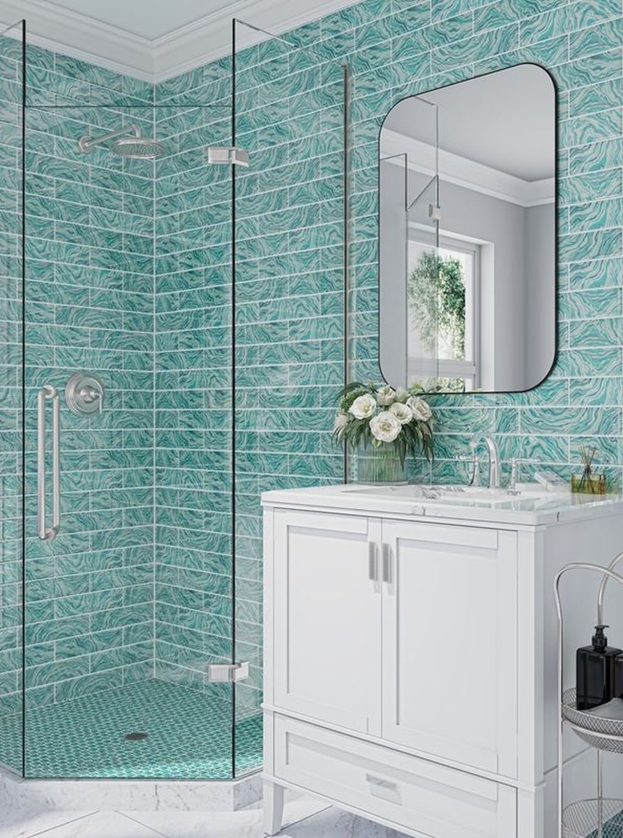 High Tide Turquoise 3x12 Glazed Glass Tile, SF210126, 9.52sf, 40 pcs, 30 lbs, FINAL PRICE: $0.99/sf, $9.42/bx + Tax