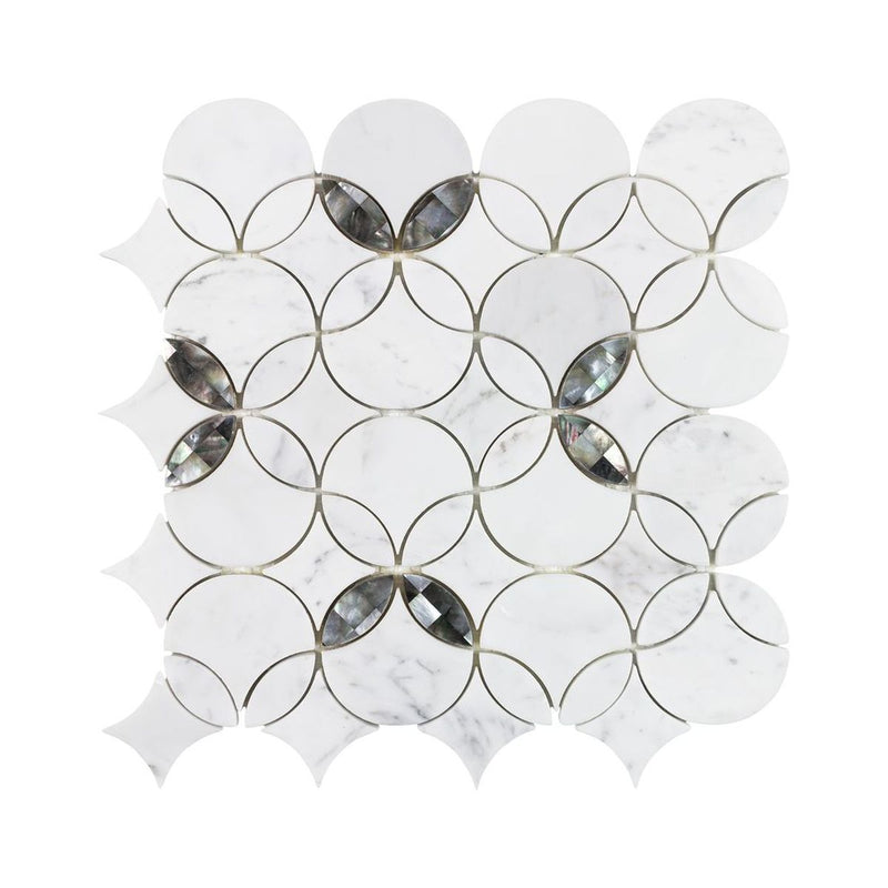 **PER PC** Filigree Pearl 14x14 Mosaic, SF200097, 9.556sf, 9pcs, 12 lbs, FINAL PRICE: $9.99/pc, $89.91/bx + Tax