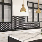 **PER PC** Midnight Silhouette 14x13 Polished Stone Mosaic, SF210059, 8.496sf, 9pcs, 33lbs, FINAL PRICE: $7.99/pc, $71.91/bx + Tax