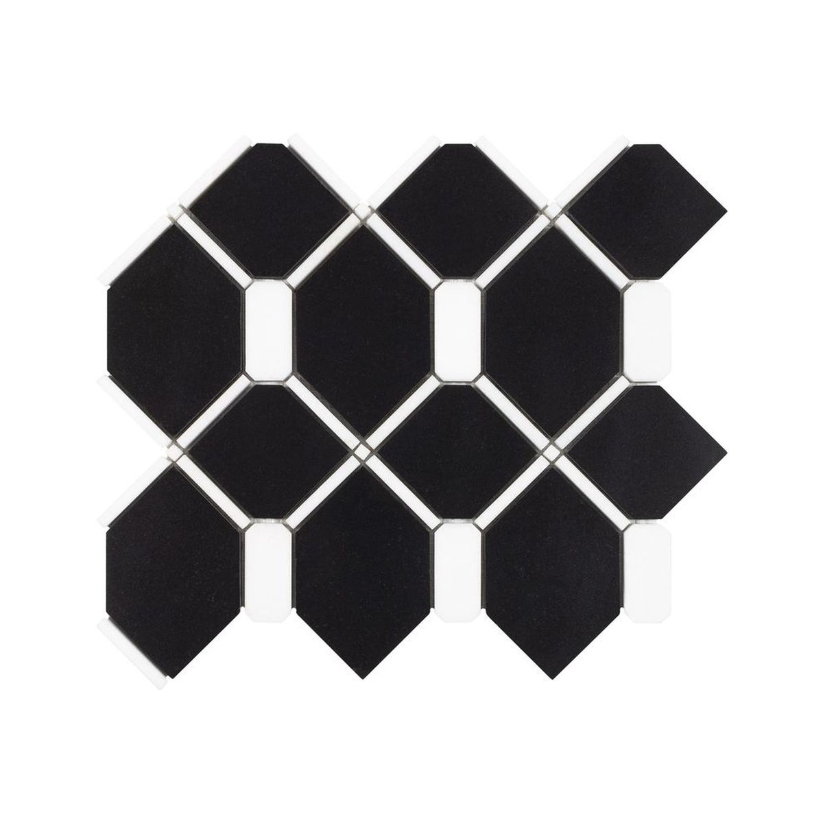 **PER PC** Midnight Silhouette 14x13 Polished Stone Mosaic, SF210059, 8.496sf, 9pcs, 33lbs, FINAL PRICE: $7.99/pc, $71.91/bx + Tax