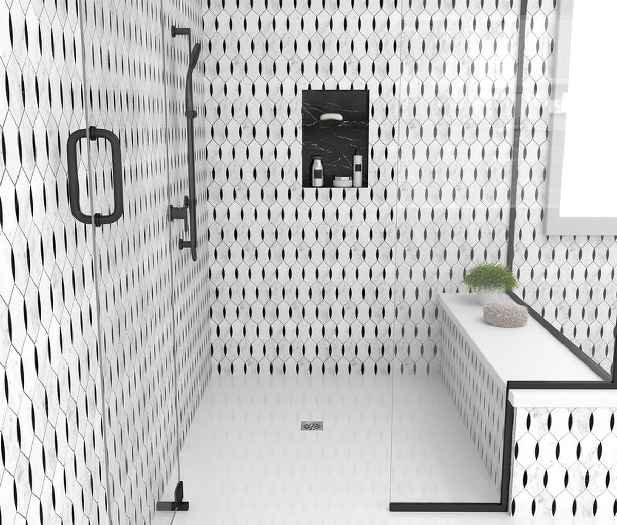**PER PC** Skye Noire 13x14 Mosaic, SF200093, 8.622sf, 9pcs, 37 lbs, FINAL PRICE: $7.99/pc, $71.91/bx + Tax