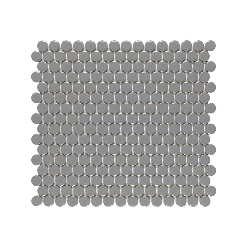 Grey Glossy Penny Round Mosaic