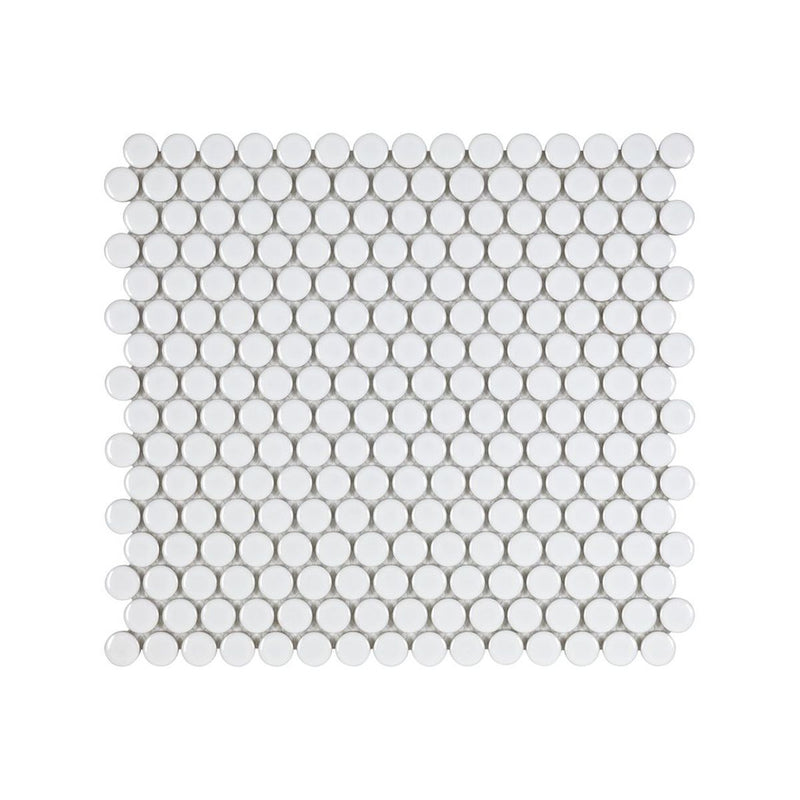 White Matte 3/4in Penny Round Porcelain