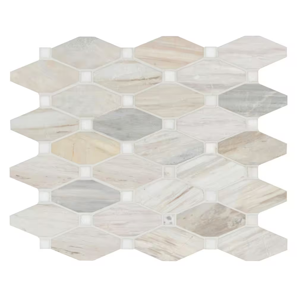 **PER PC** Angora Elongated Octagon 12x13 Polished Mosaic, SMOT-ANGORA-OCTELP, 10.1sf, 10 pcs, 35 lbs, FINAL PRICE: $11.99/pc, $119.90/box + Tax