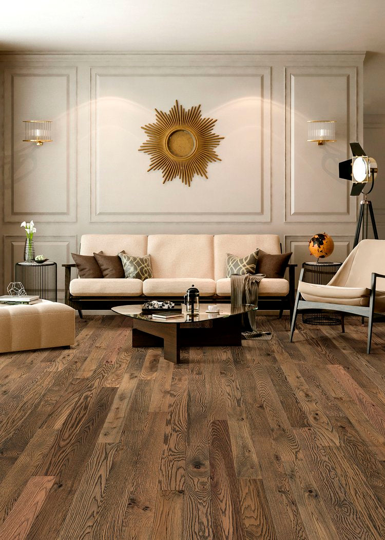 Picasso - Artistry 3/4-in x 3.5-in Wire Brushed Solid Hardwood in European White Oak ** ON ORDER ** , 25.60sf, FINAL PRICE: $4.99/sf