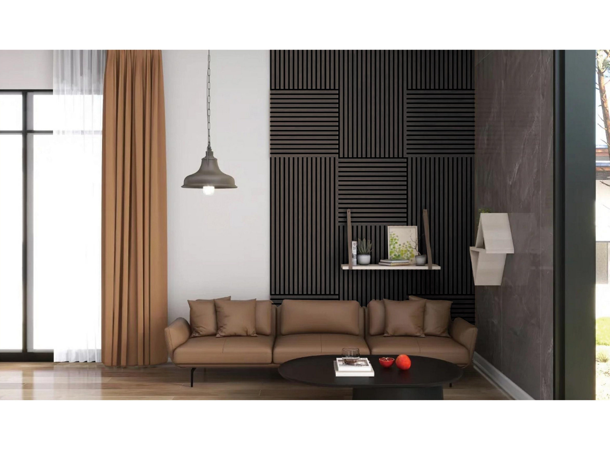 Brown Drift 23x95 Acoustic Wall Panel, 600mm x 2400mm, FINAL PRICE: $69.99/pc