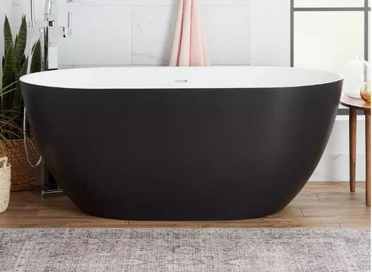 Acquabella Cristallo Center Drain 67x29 Freestanding Bathtub in Snow White with Matte Black, CB6729MBW, Retail: $10,000.00, FINAL PRICE: $1,499.99 + TAX