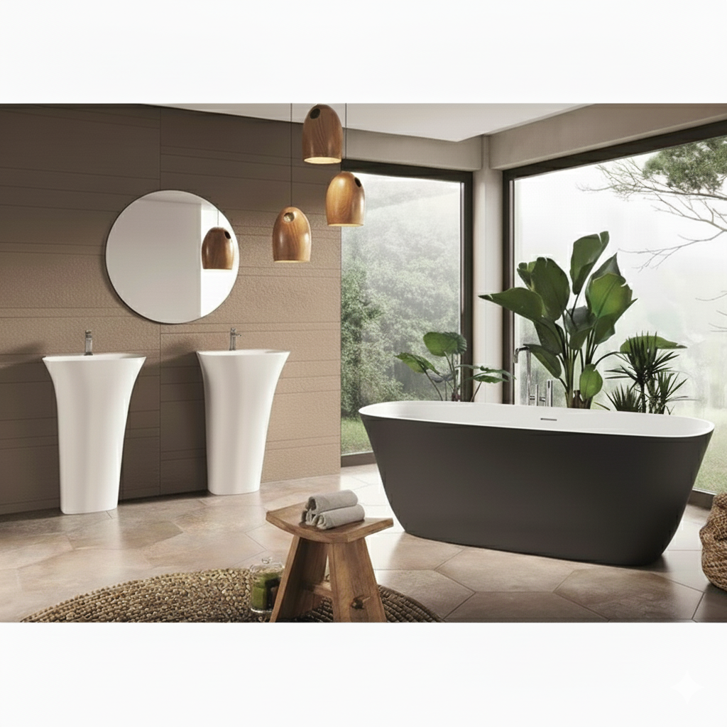 Acquabella Cristallo Center Drain 67x29 Freestanding Bathtub in Snow White and Dark Grey, CB6729MDW, Retail: $10,000.00, FINAL PRICE: $1,499.99 + TAX