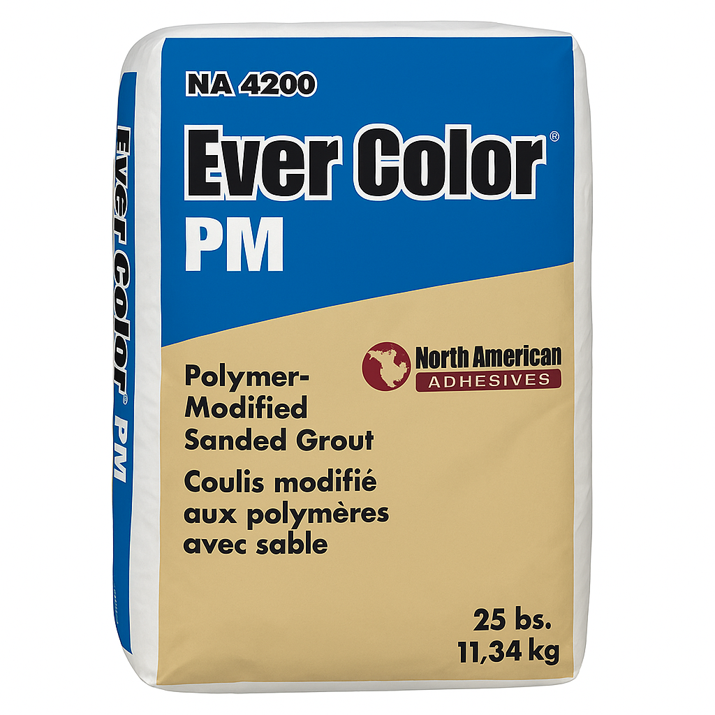 Ever Color PM grout packaging with North American Adhesives branding on a white background