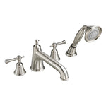 DXV Randall Deck Mount Bathtub Faucet With Hand Shower With Lever Handles in Brushed Nickel, D35102900.144