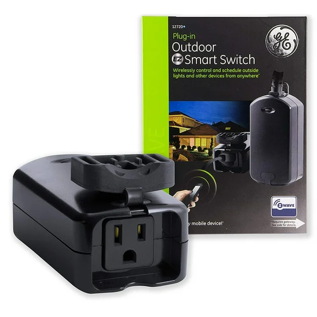 GE Z-Wave Wireless Plug-In Outdoor Smart Lighting Control Switch, 12720