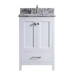 Caroline Madison 24-in Bathroom Vanity in White with Arctic White Granite Top with Square Undermount Sinks, GS-28024-AWGSQ-WH, [FB286]