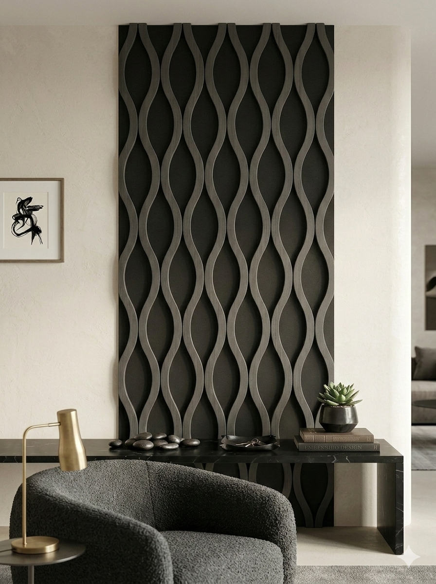 Gray White Slat Wave 23x95 Acoustic Wall Panel, 600mm x 2400mm, FINAL PRICE: $79.99/pc