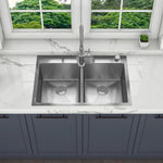 Duko Sink 33-IN Drop-In Double Bowl (Sink Only), HT3322D-S-9