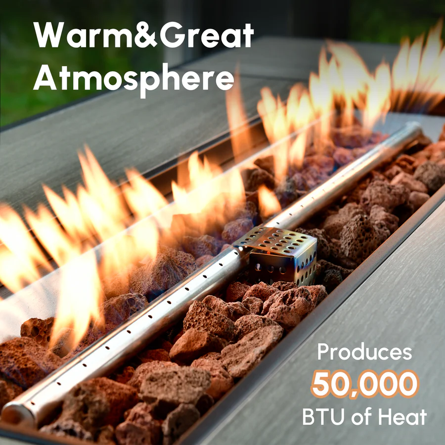 Ovios Rectangle Patio Propane Outdoor 42.12'' Fire Pit Table with Lid, GYM84004BNTC *HD2509, Retail: $329.00, FINAL PRICE: $179.99 + TAX