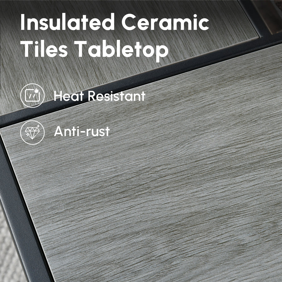 Ovios Rectangle Patio Propane Outdoor 42.12'' Fire Pit Table with Lid, GYM84004BNTC *HD2509, Retail: $329.00, FINAL PRICE: $179.99 + TAX