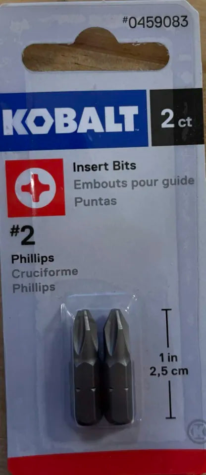 Kobalt 2pc #2 Phillips Insert Bits 1" Long