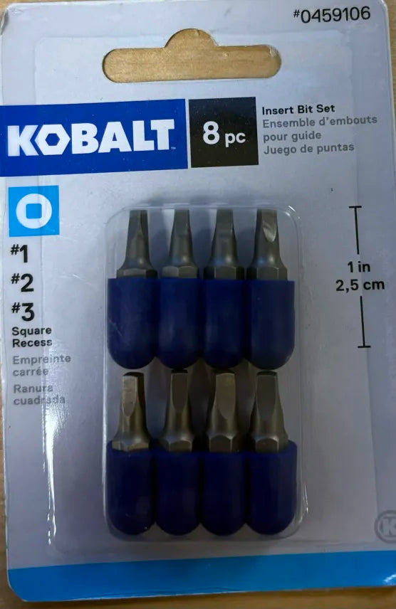 Kobalt 8-Pack 1" Assorted Square Drive Screw Bits, 0459106, #1873536