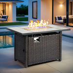Ovios Rectangle Patio Propane Outdoor 42.12'' Fire Pit Table with Lid, GYM84004BNTC *HD2509, Retail: $329.00, FINAL PRICE: $179.99 + TAX