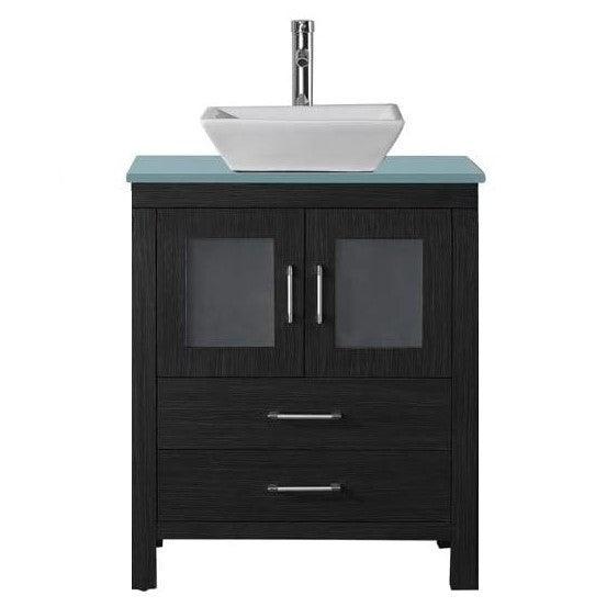 Dior 24-in Zebra Gray Single Sink Bathroom Vanity with Glass Top, KS-70024-GLASS-ZG, [FB281], CLEARANCED: $319.99 + TAX