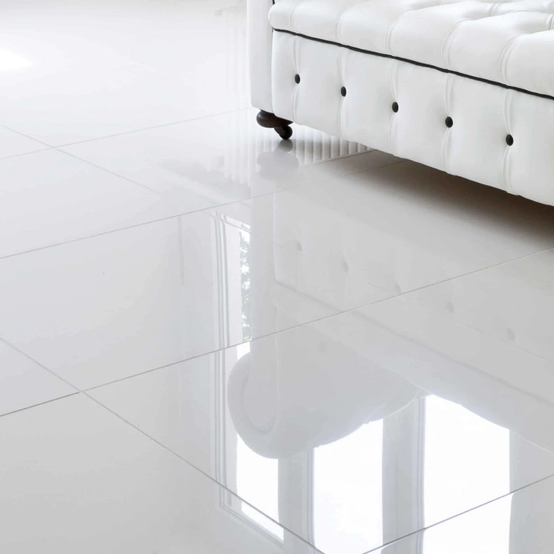 Launton Luster White 24x24 Polished, 8.5mm, 68 lbs, 15.5sf, 4pcs