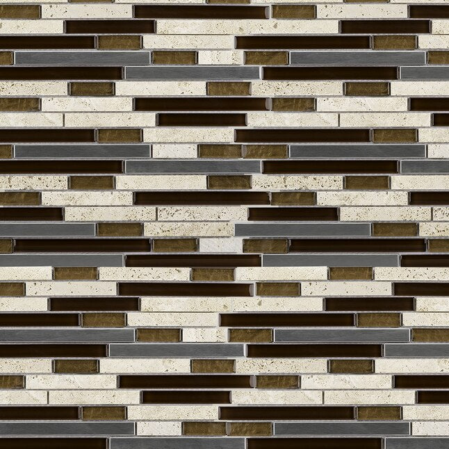 ** PER PCS ** Metal Horizons 12x12 Glossy Glass Metal Stone Travertine, 246000 CHIGLABPMH1213, 9pcs, MSRP:$12.98/pc, Final Price: $6.49 + Tax, Loc: MT3-F