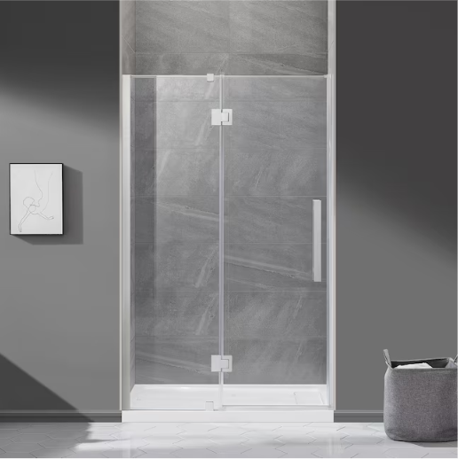 OVE Decors Niko Satin Nickel 46-in to 48-in x 73.9-in Frameless Hinged Soft Close Shower Door, NIKO-SC-48GP-SN 3492202 *HD24,  Retail: $689.00,  Final Price: $449.99 +Tax