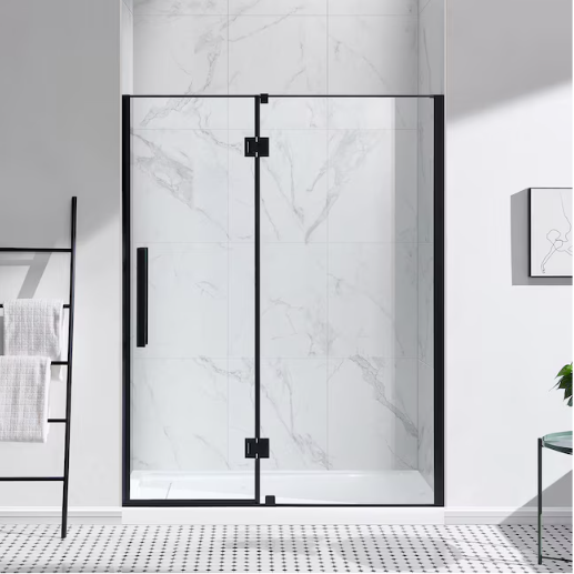 OVE Decors Niko Matte Black 58-1/4-in to 60-in x 73.9-in Frameless Hinged Soft Close Shower Door OVE, 3492205, 43SGP-NIKO60-BLKWM, *HD24,  Retail: $ 799.00,  Final Price: $ 499.99 +Tax
