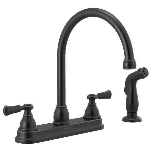 Peerless Elmhurst Two Handle Kitchen Faucet with Spray in Oil Rubbed Bronze, P2865LF-OB, MSRP: $125.93, FINAL PRICE: $53.99 + TAX