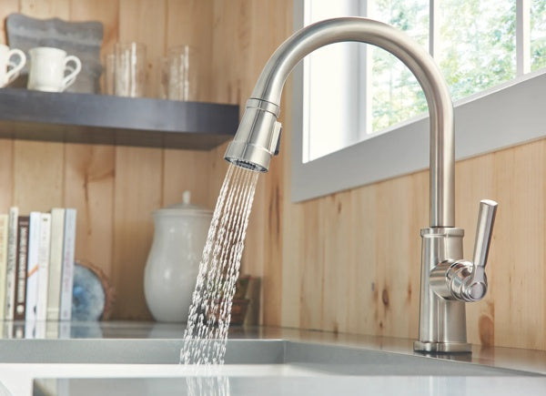 Peerless Westchester Single-Handle Pull-Down Kitchen Faucet in Stainless Steel, P7923LF-SS, MSRP: $214.63, FINAL PRICE: $119.99 + TAX