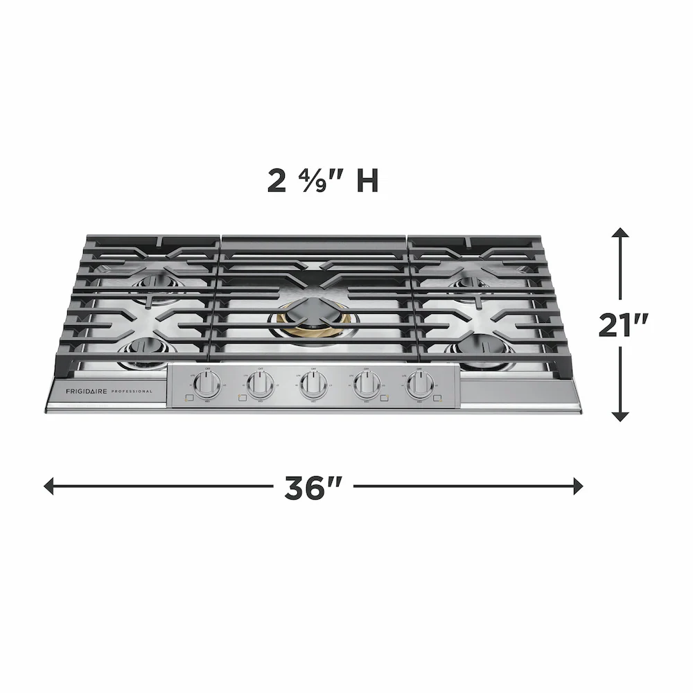 Frigidaire Professional 36-in 5 Burners Stainless Steel Gas Cooktop, PCCG3680AS *JR2508, Retail: $1,699.00, FINAL PRICE: $949.99 + TAX