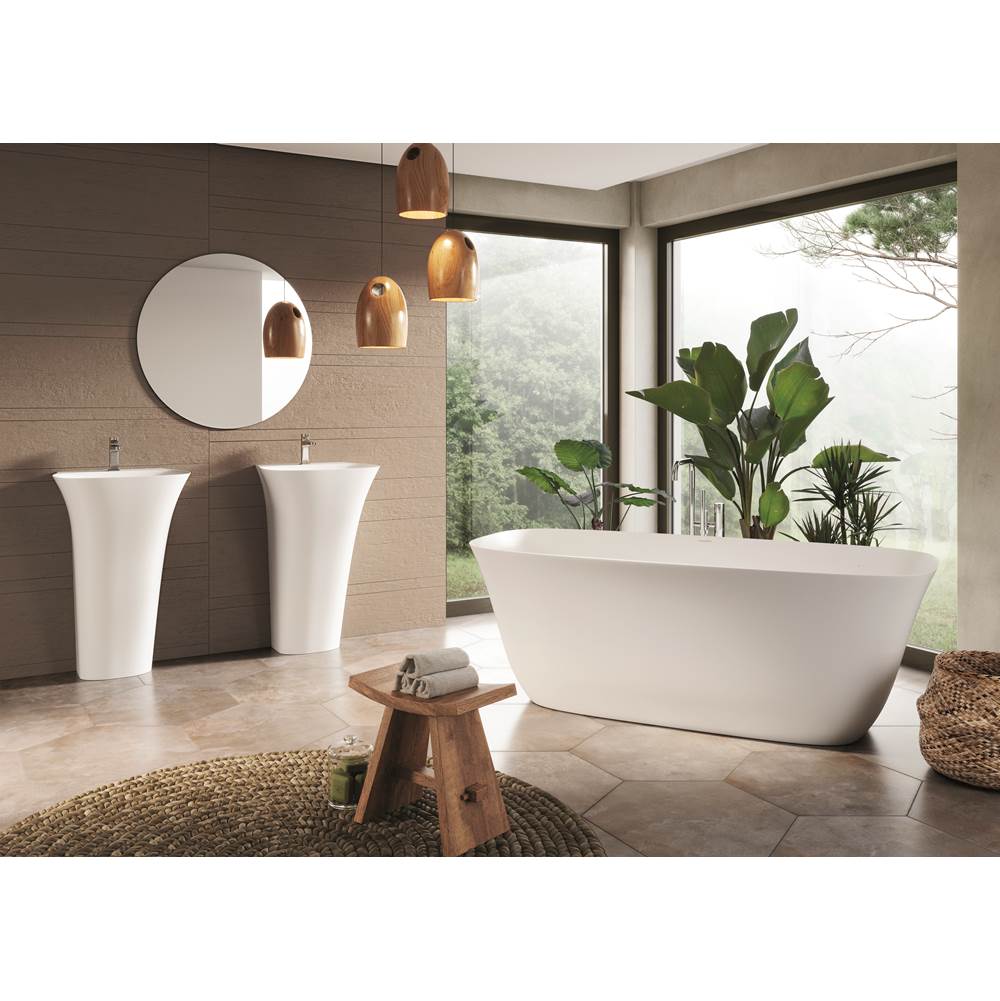 Acquabella Cristallo Center Drain 67x29 Freestanding Bathtub in Snow White with Light Gray, CINB6729MLW, Retail: $10,000.00, FINAL PRICE: $1,499.99 + TAX