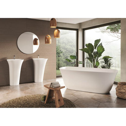Acquabella Cristallo Center Drain 67x29 Freestanding Bathtub in Snow White with Light Gray, CINB6729MLW, Retail: $10,000.00, FINAL PRICE: $1,499.99 + TAX