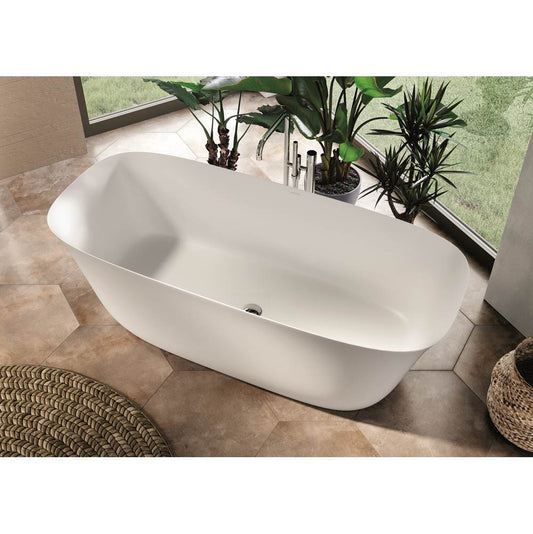 Acquabella Cristallo Center Drain 67x29 Freestanding Bathtub in Snow White with Light Gray, CINB6729MLW, Retail: $10,000.00, FINAL PRICE: $1,499.99 + TAX